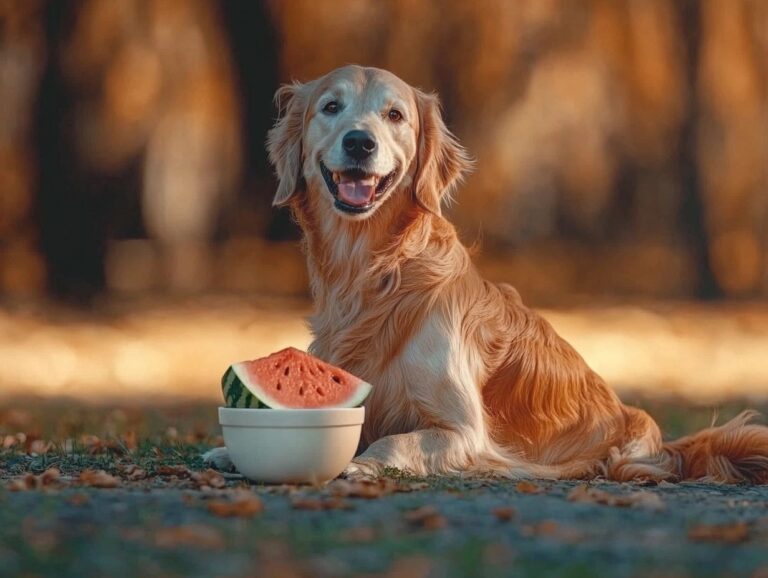 Dog eating watermelon